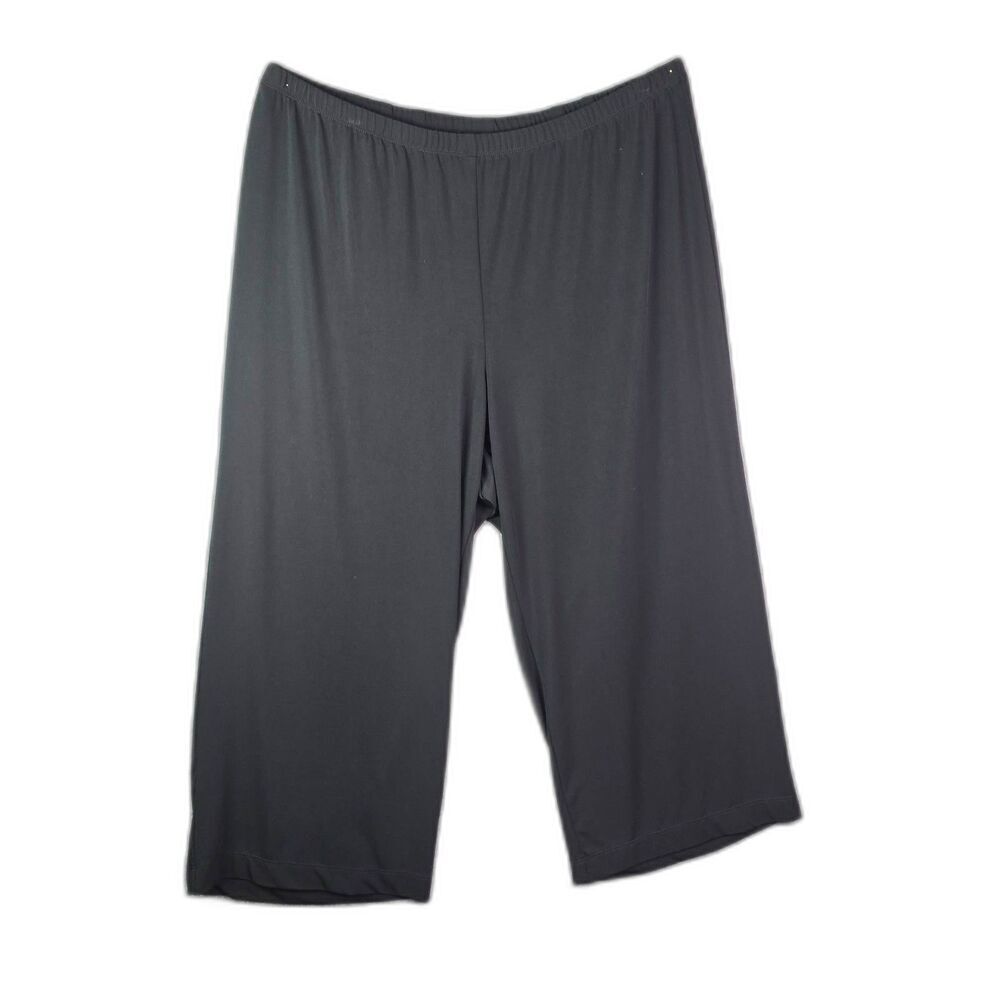 Karen Kane Wide Leg Capri Pants Black 3X Pull On Stretch Travel Knit